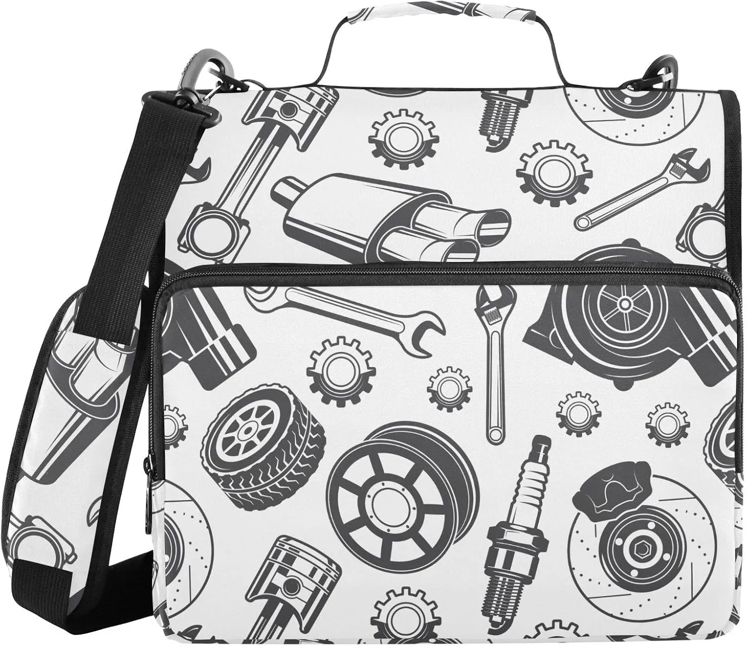 VIGTRO Automobile Tools 3 Ring Zipper Binder 1.5 Inch Binder Organizer Bag with Shoulder Strap and Handle File Folder for Office Work 500 Sheet Capacity
