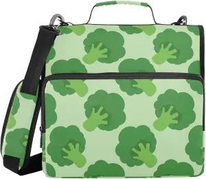 VIGTRO Broccoli Cabbage Pattern 3 Ring Binder with Zipper Shoulder Strap 500 Sheet Capacity, Multi-Pocket 1.5 Inch Zipper Binder Organizer for Office