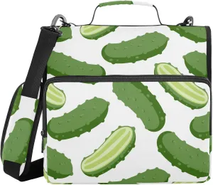 VIGTRO Fresh Vegetable Cucumber 1.5 Inch 3 Ring Case Zipper Binder Organizer Bag with Shoulder Strap and Handle Multi-Pocket File Folder for Office Supplies