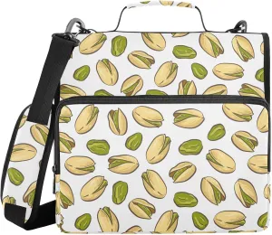 VIGTRO Pistachio Nut Pattern 3 Ring Binder with Zipper Shoulder Strap 500 Sheet Capacity, Multi-Pocket 1.5 Inch Zipper Binder Organizer for Office
