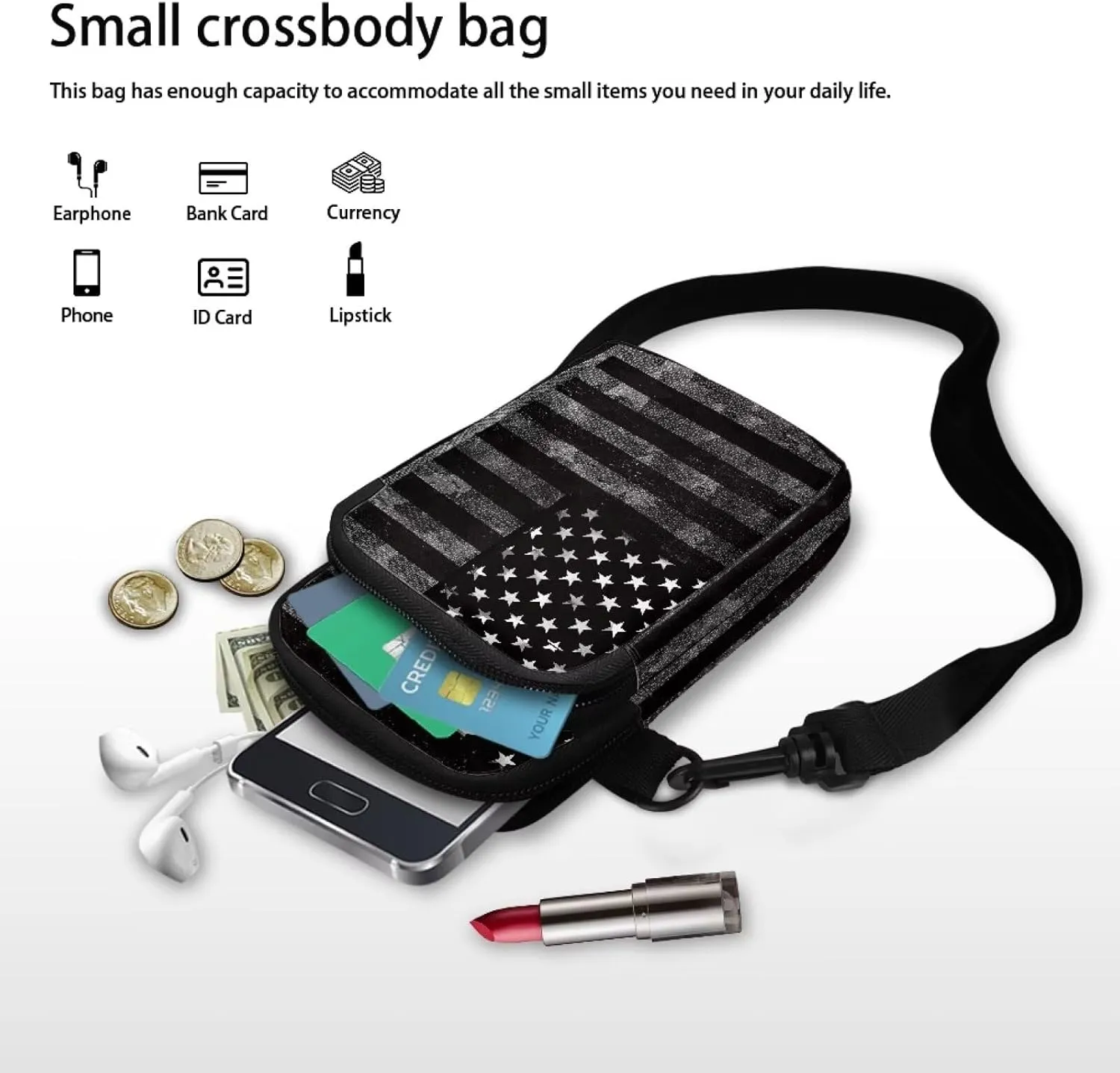 Vintage Crossbody Phone Bag for Women, Small Shoulder Purse and Handbag with Adjustable Strap