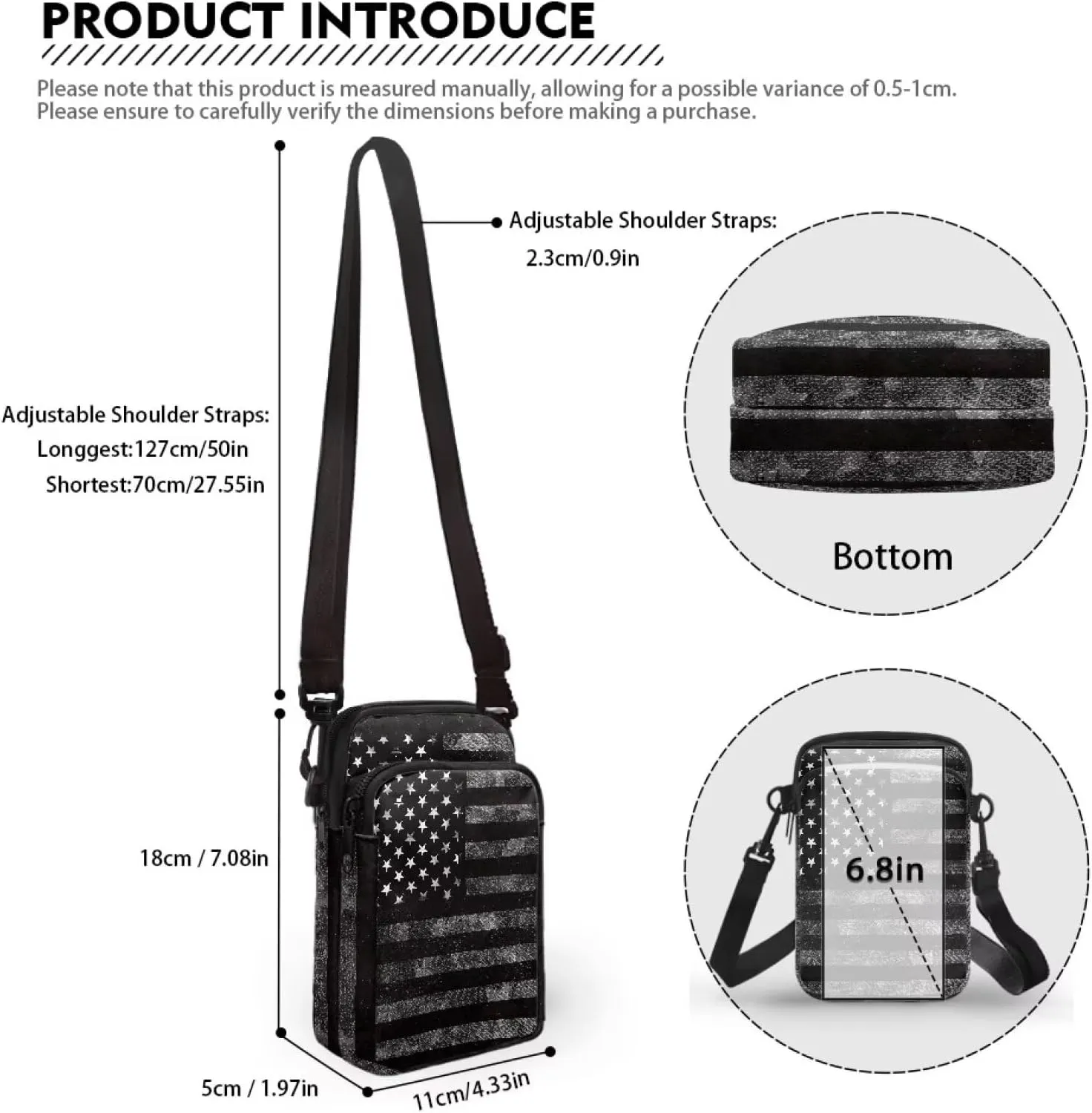 Vintage Crossbody Phone Bag for Women, Small Shoulder Purse and Handbag with Adjustable Strap