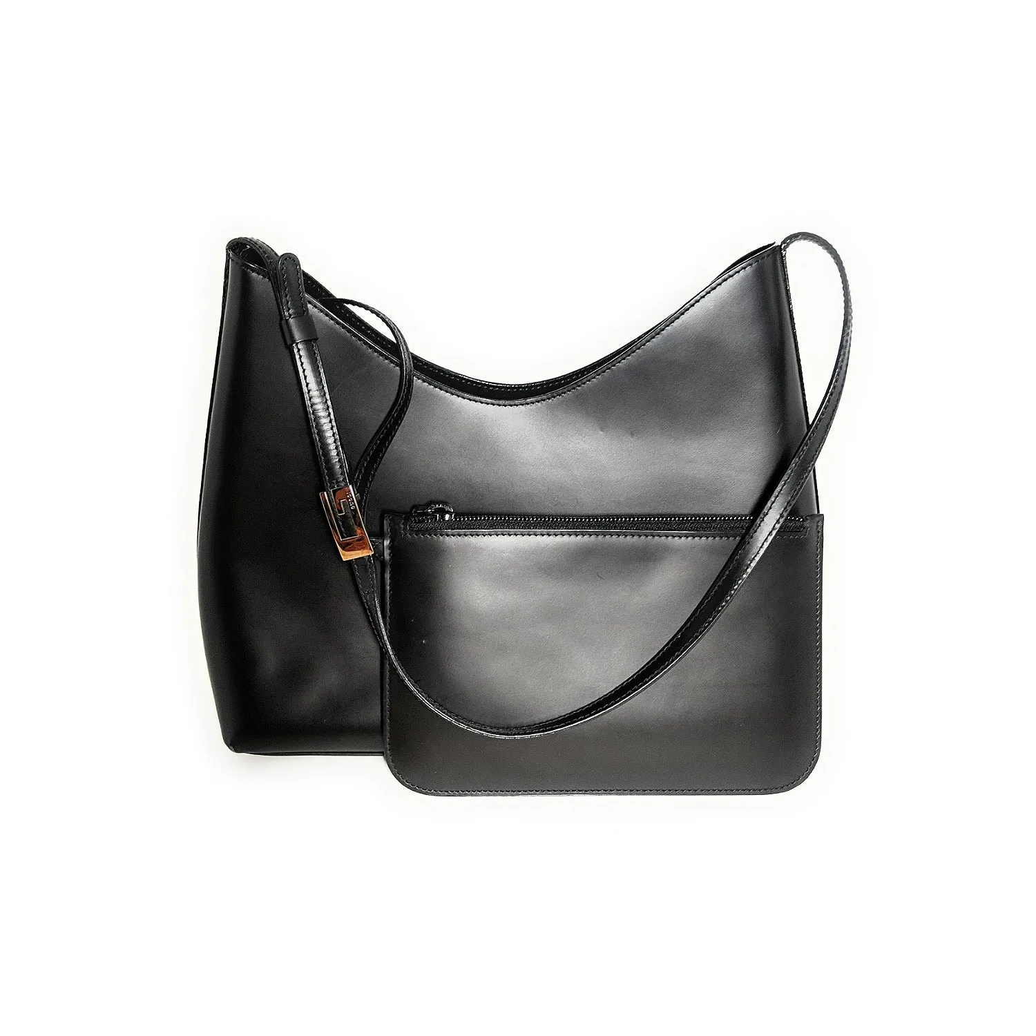 Vintage Leather Black Shoulder Gucci Bag 5-star rated Shipping options