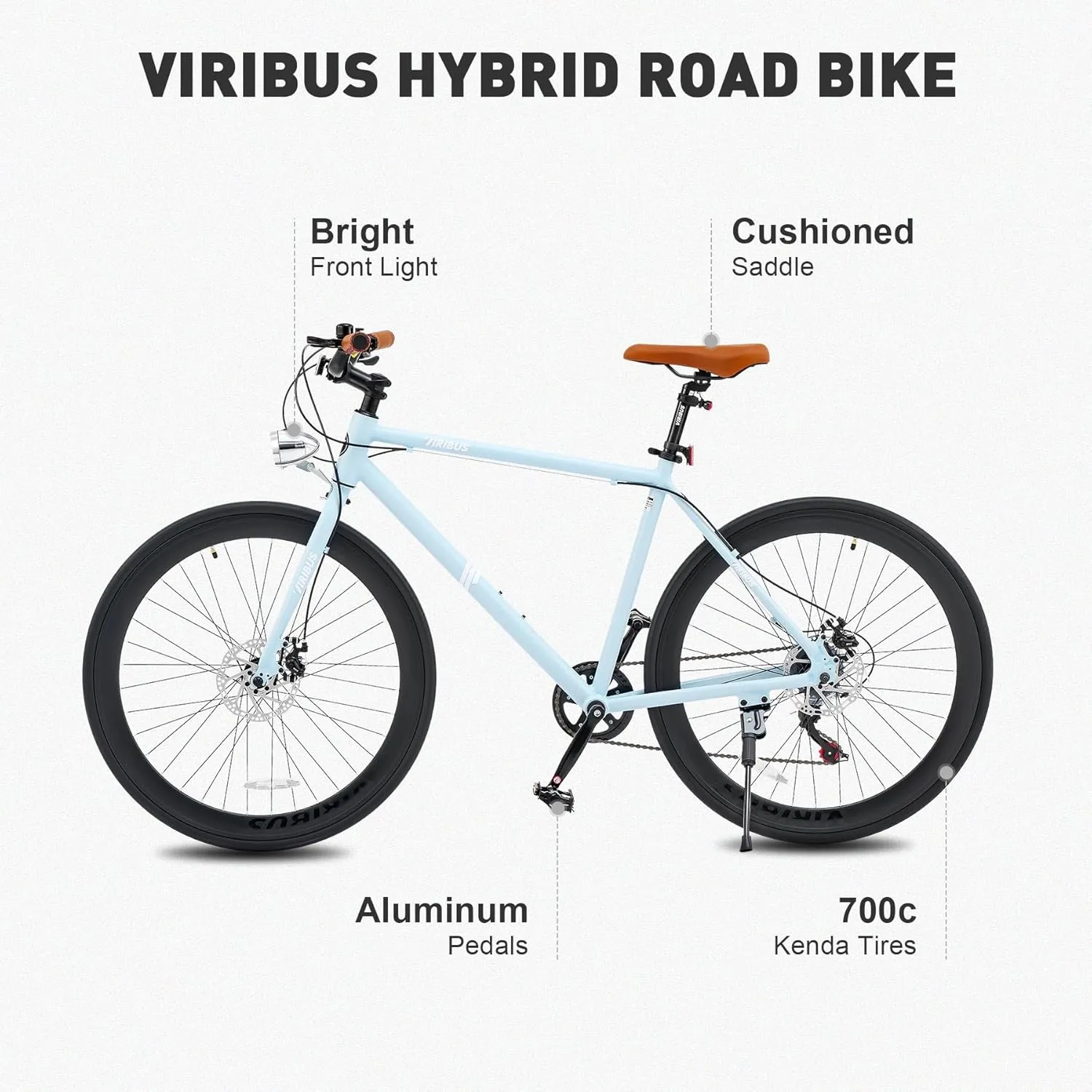 Viribus Hybrid Bikes, 28 inch Road Bike 7 Speed with Lightweight Aluminum Frame, 700C Wheels, Hybrid Bicycle for Men Adults, City Commuters, Vintage Retro