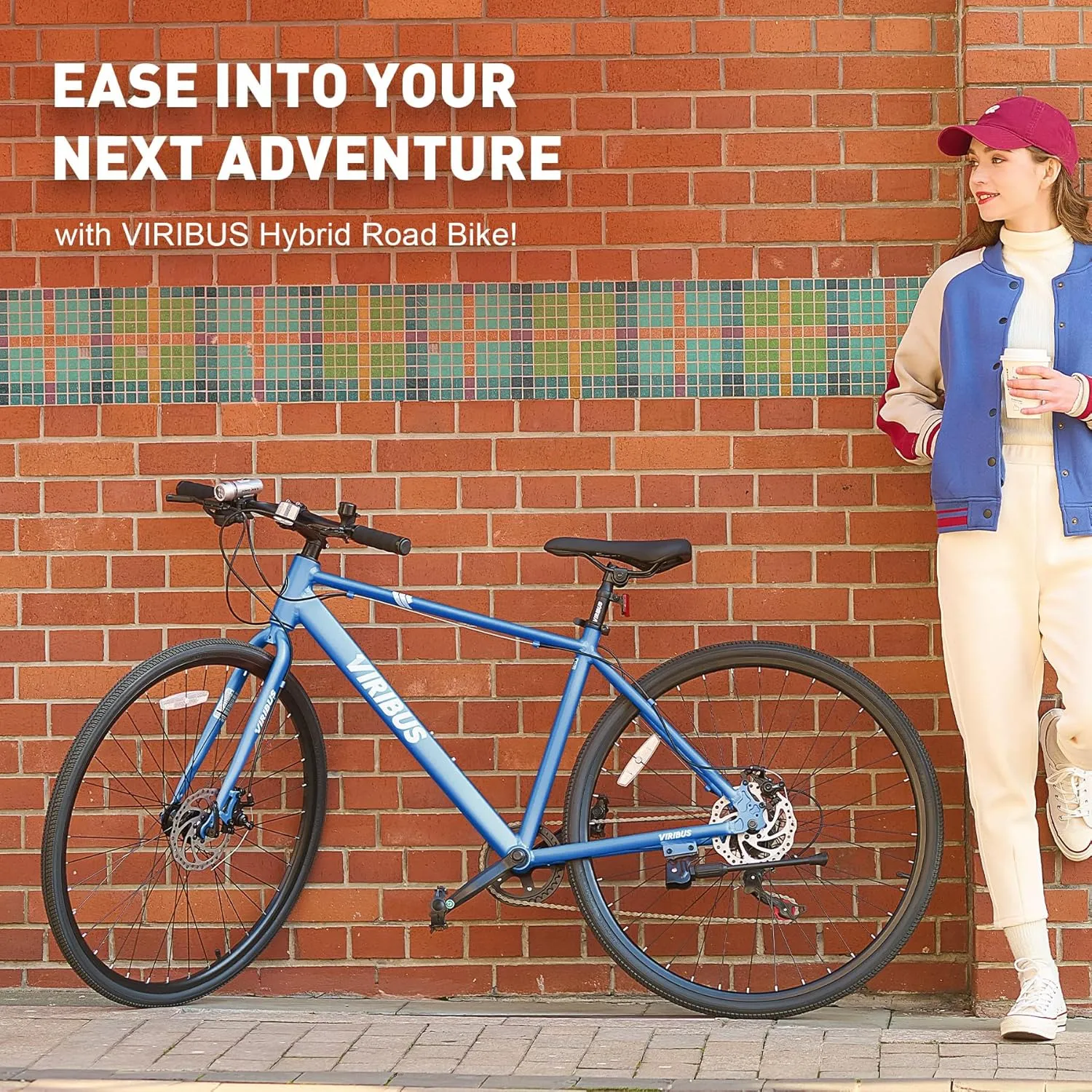 Viribus Hybrid Bikes, 28 inch Road Bike 7 Speed with Lightweight Aluminum Frame, 700C Wheels, Hybrid Bicycle for Men Adults, City Commuters, Vintage Retro