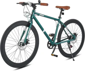 Viribus Hybrid Bikes, 28 inch Road Bike 7 Speed with Lightweight Aluminum Frame, 700C Wheels, Hybrid Bicycle for Men Adults, City Commuters, Vintage Retro