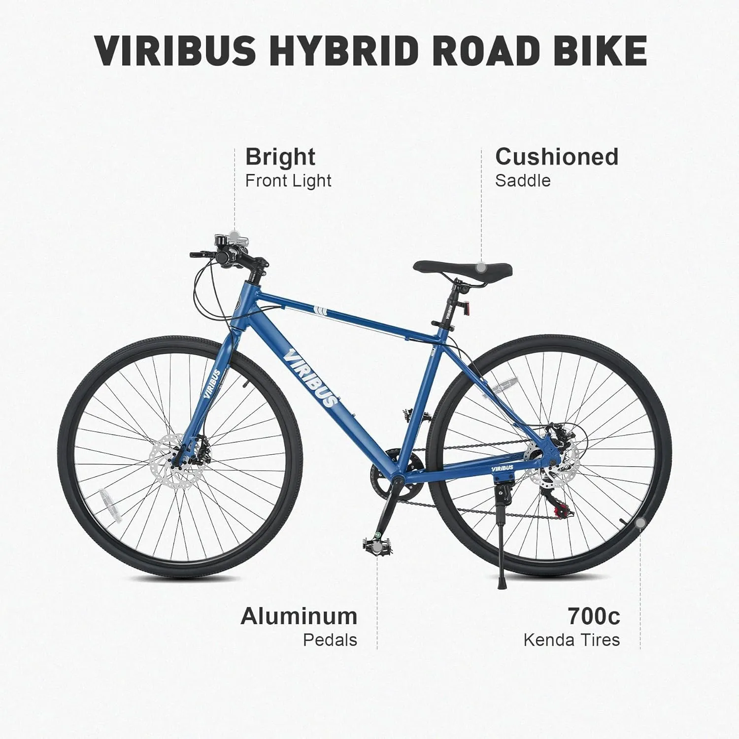 Viribus Hybrid Bikes, 28 inch Road Bike 7 Speed with Lightweight Aluminum Frame, 700C Wheels, Hybrid Bicycle for Men Adults, City Commuters, Vintage Retro