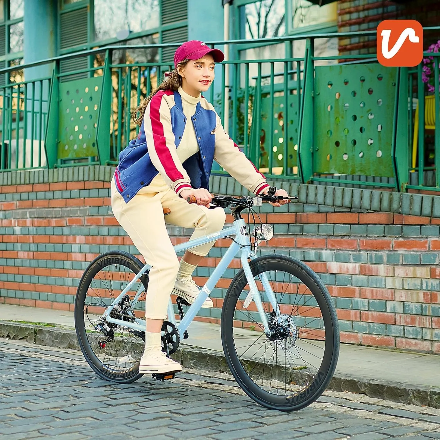 Viribus Hybrid Bikes, 28 inch Road Bike 7 Speed with Lightweight Aluminum Frame, 700C Wheels, Hybrid Bicycle for Men Adults, City Commuters, Vintage Retro
