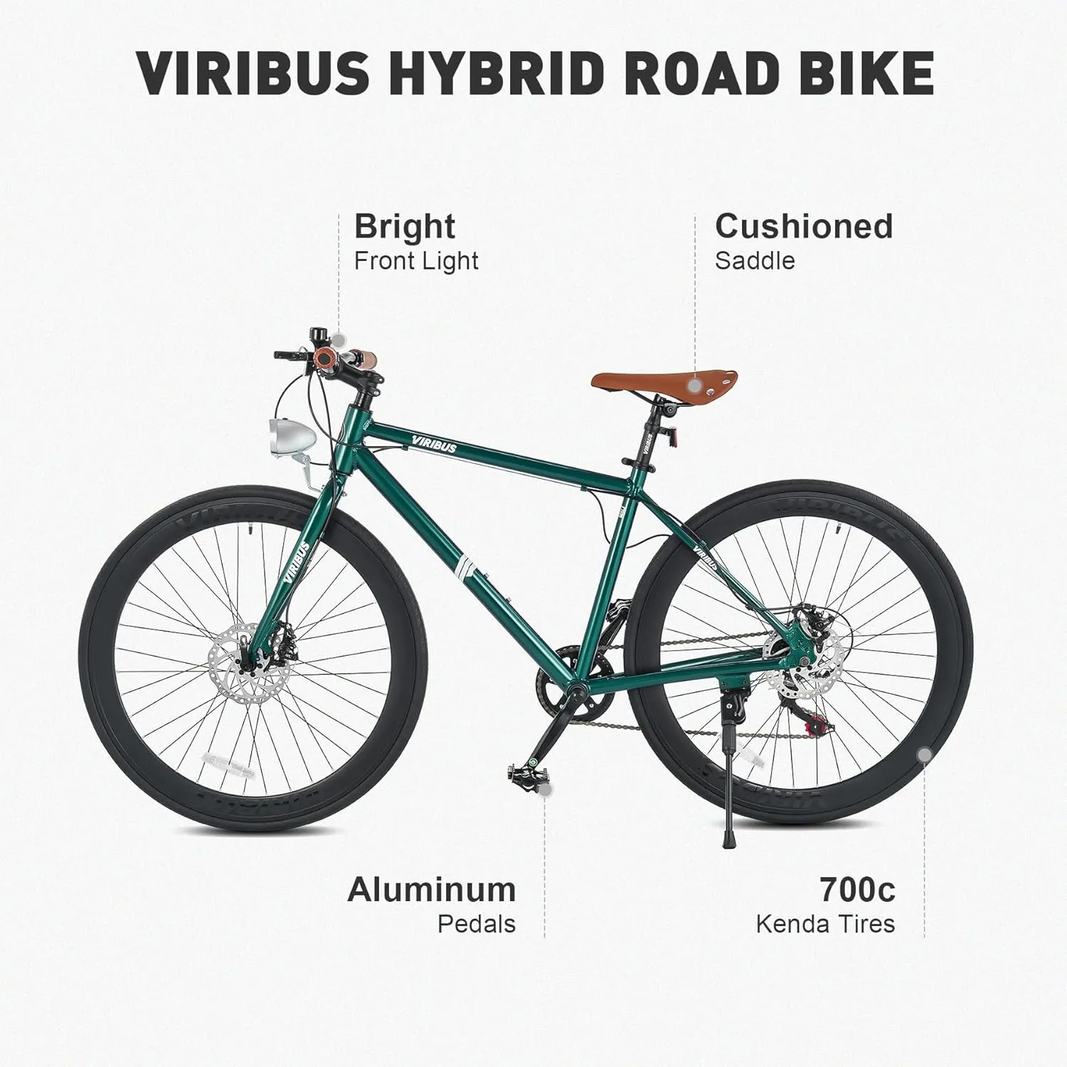 Viribus Hybrid Bikes, 28 inch Road Bike 7 Speed with Lightweight Aluminum Frame, 700C Wheels, Hybrid Bicycle for Men Adults, City Commuters, Vintage Retro
