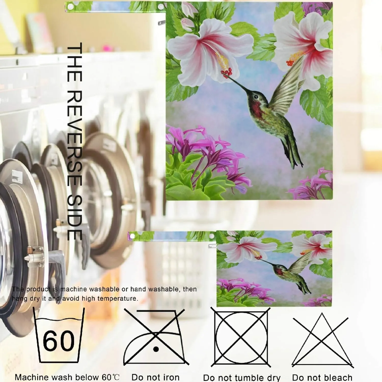 visesunny Hummingbird Near White Hibiscus Tropical 2Pcs Wet Bag with Zippered Pockets Washable Reusable Roomy for Travel,Beach,Pool,Daycare,Stroller,Diapers,Dirty Gym Clothes, Wet Swimsuits, Toiletrie
