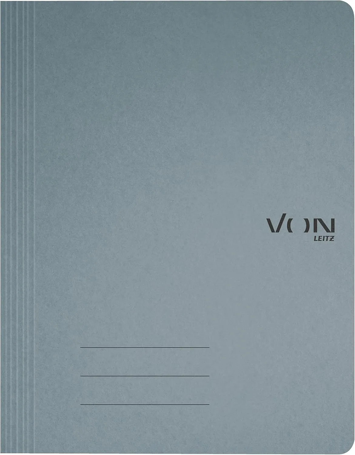 VON Leitz 30130085 Pack of 10 A4 File Folders, Cardboard, with Stapling Mechanism, for 250 Sheets, with Soft Cover, for School, Study and Home, Grey