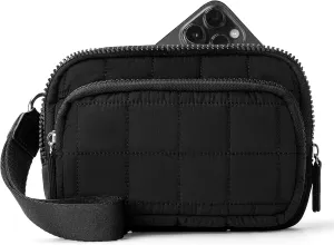 VONAL Wristlet Wallets for Women Nylon Quilted Wallet with 3 Zipper Purse for Travel Credit Card Holder Phone Organizer