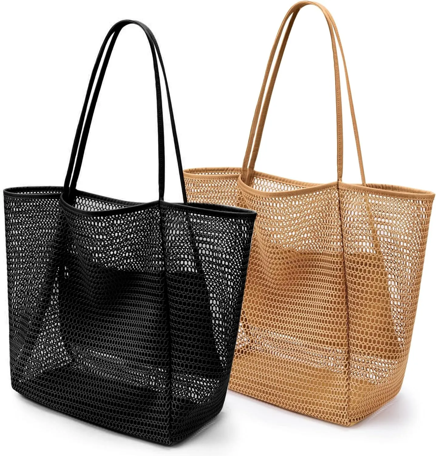 VOROLO Mesh Tote Beach Bag,Women Fairycore Hobo Bag,Shoulder Bag,Soft Summer Casual Crochet Bags