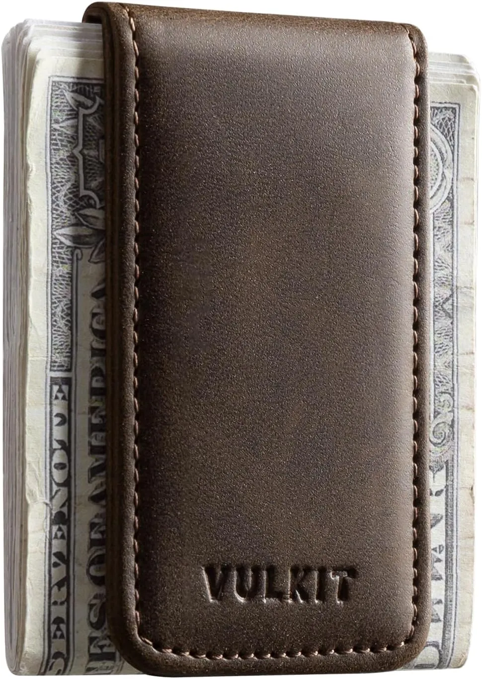 VULKIT Magnetic Money Clip Leather Money Holder Minimalist Design Holds Up to 15 Cash