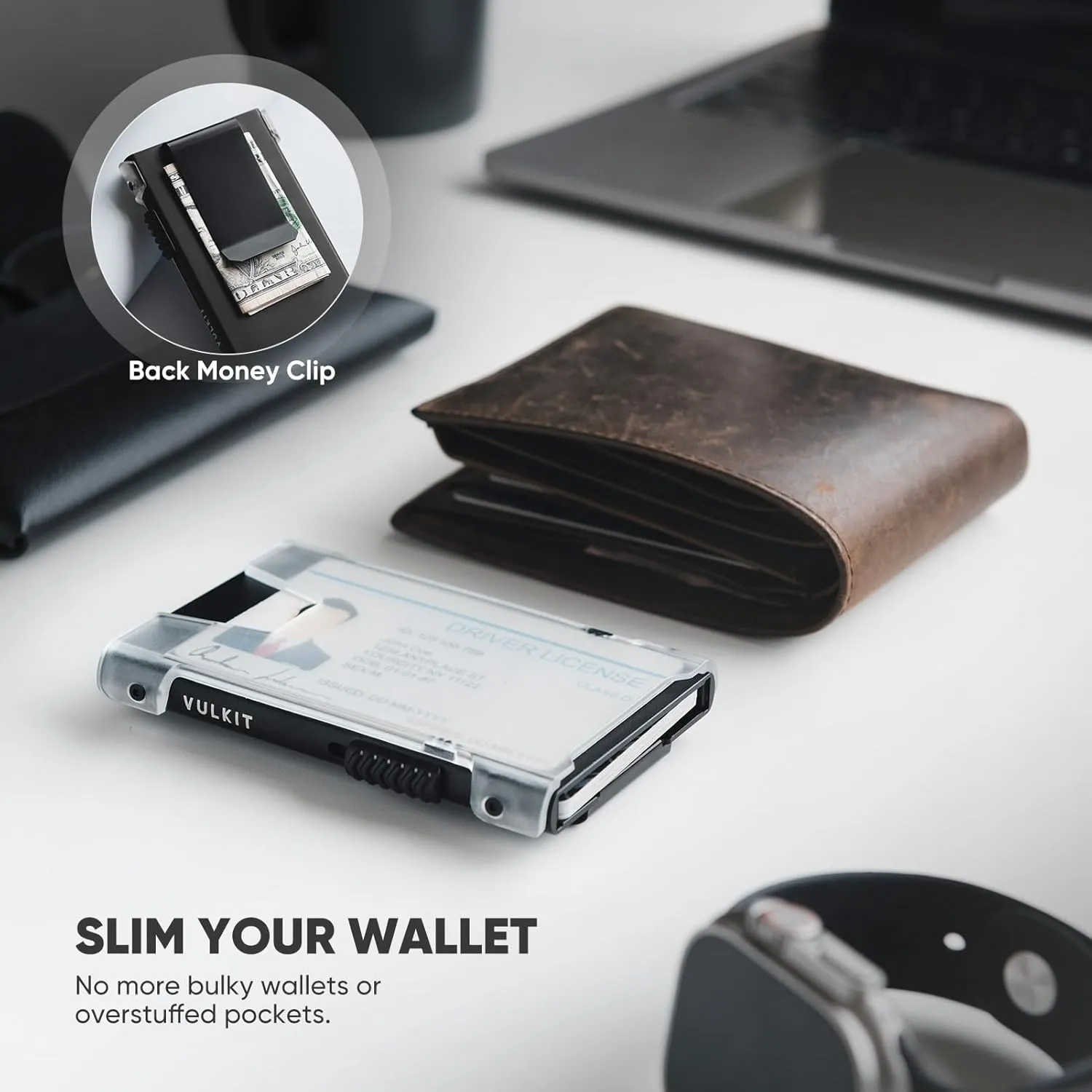 VULKIT Minimalist Wallet for Men, Pop Up Slim RFID Blocking Card Wallet, Metal RFID Credit Card Holder for Men, Aluminum Secrid Cardholder With ID Window, Thin Mens Wallet For Cards, Compact, Cool