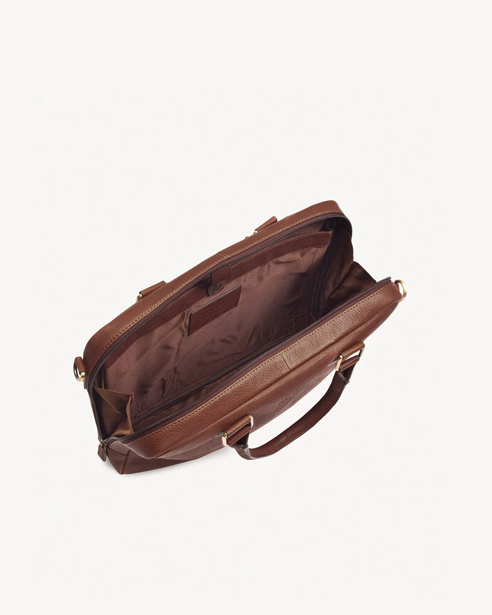 Wall Street Slim Laptop Bag- Cognac Brown