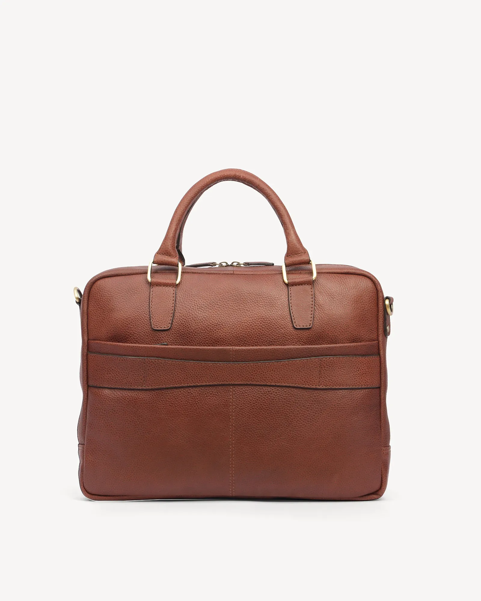 Wall Street Slim Laptop Bag- Cognac Brown