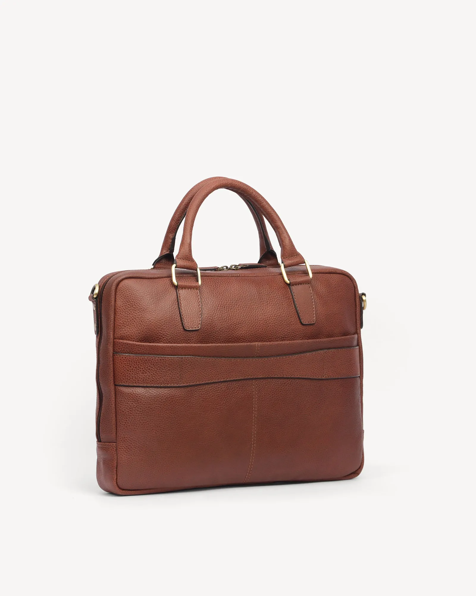 Wall Street Slim Laptop Bag- Cognac Brown