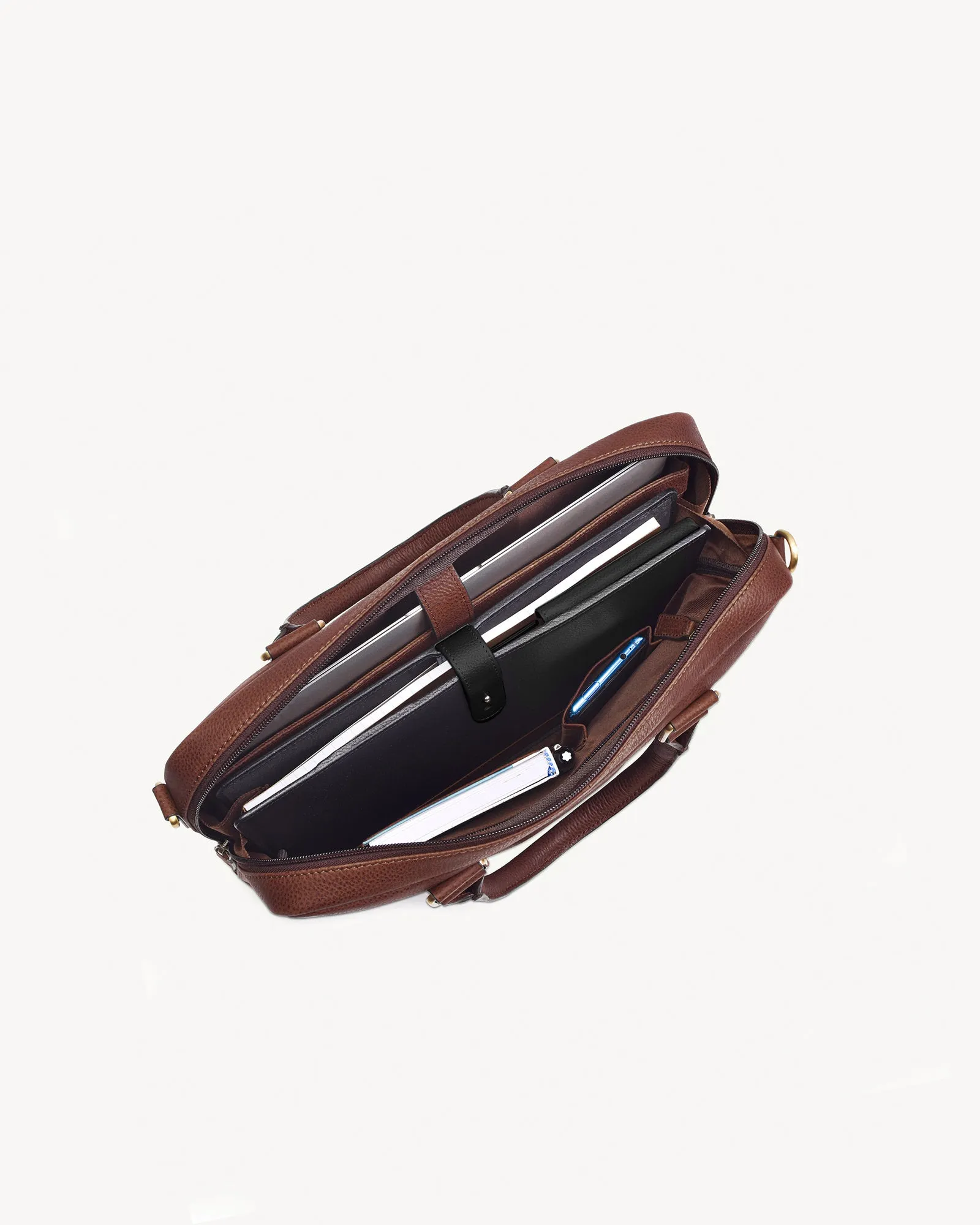 Wall Street Slim Laptop Bag- Cognac Brown