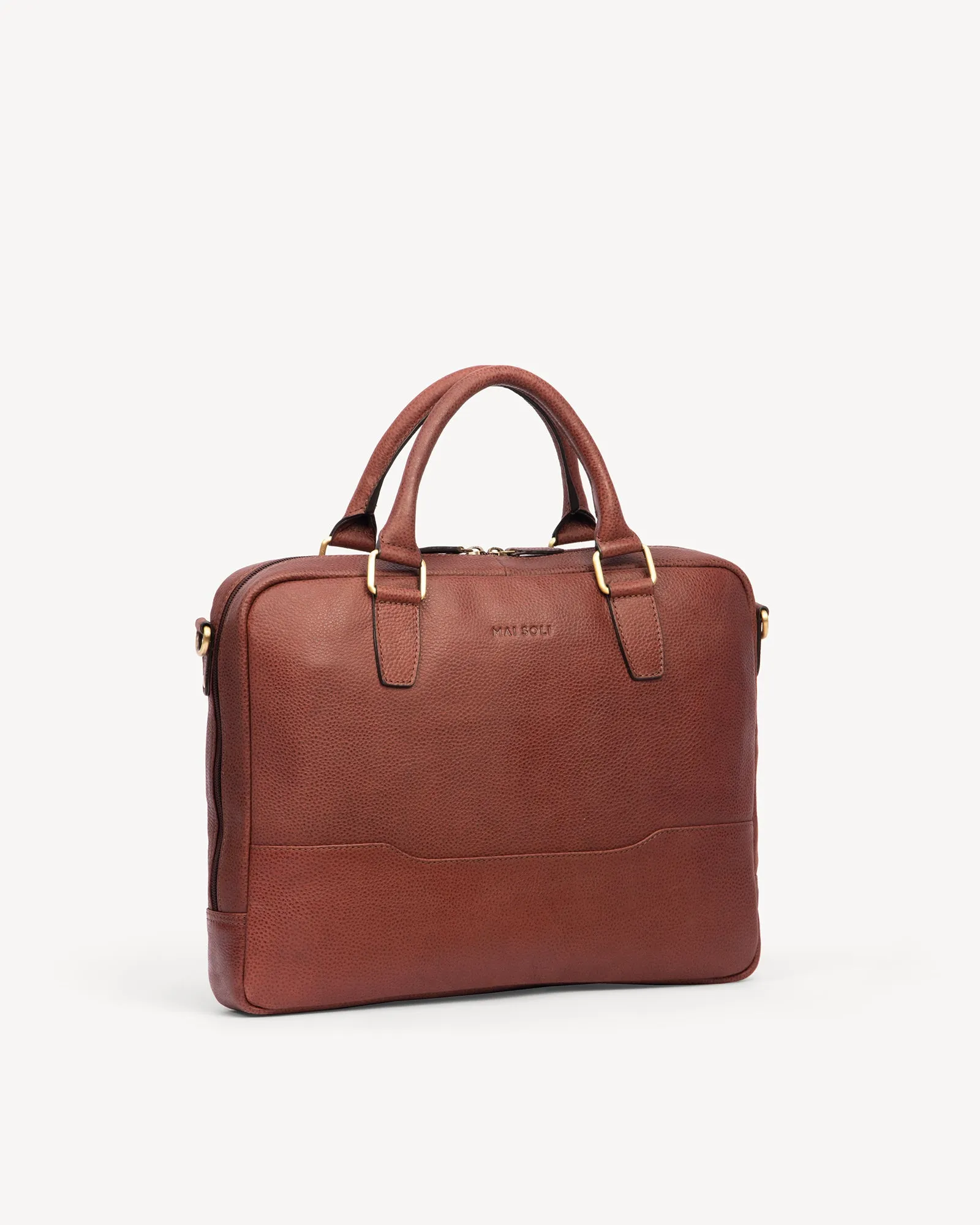 Wall Street Slim Laptop Bag- Cognac Brown