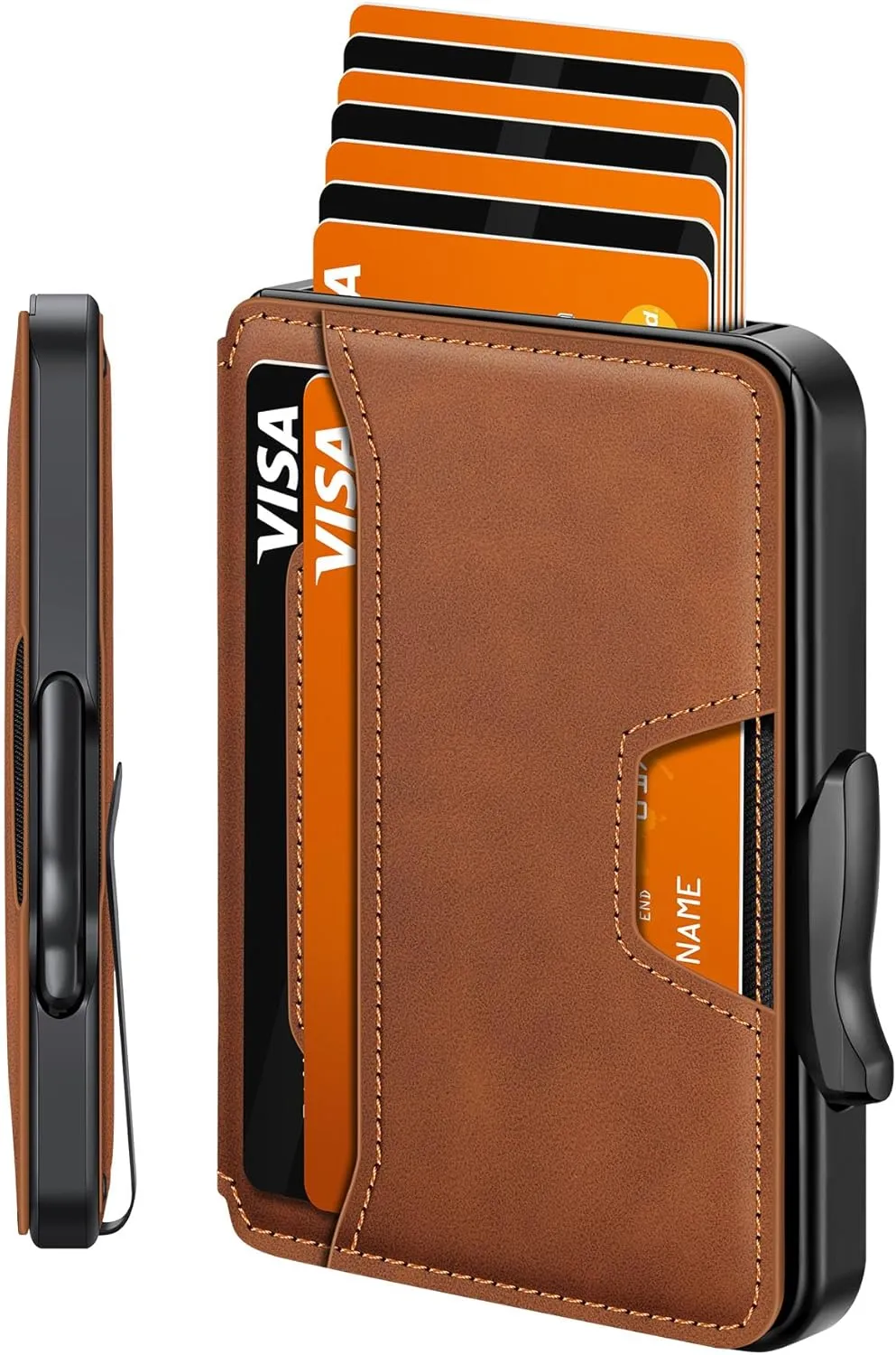 Wallet for Men, Mens Wallet Minimalist Slim Wallet, RFID Blocking Smart Pop Up Wallet with Money Clip & ID Window, Metal Compact Wallet, Aluminum Credit Card Holder Wallet