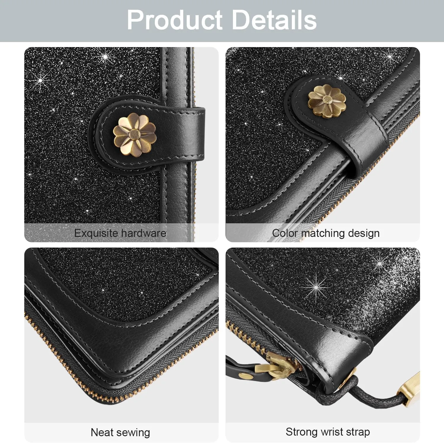 Wallets for Women Multi Card Holder Wallet Clutch Wallet Card Holder Organizer Ladies Purse with Wrist strap Purse