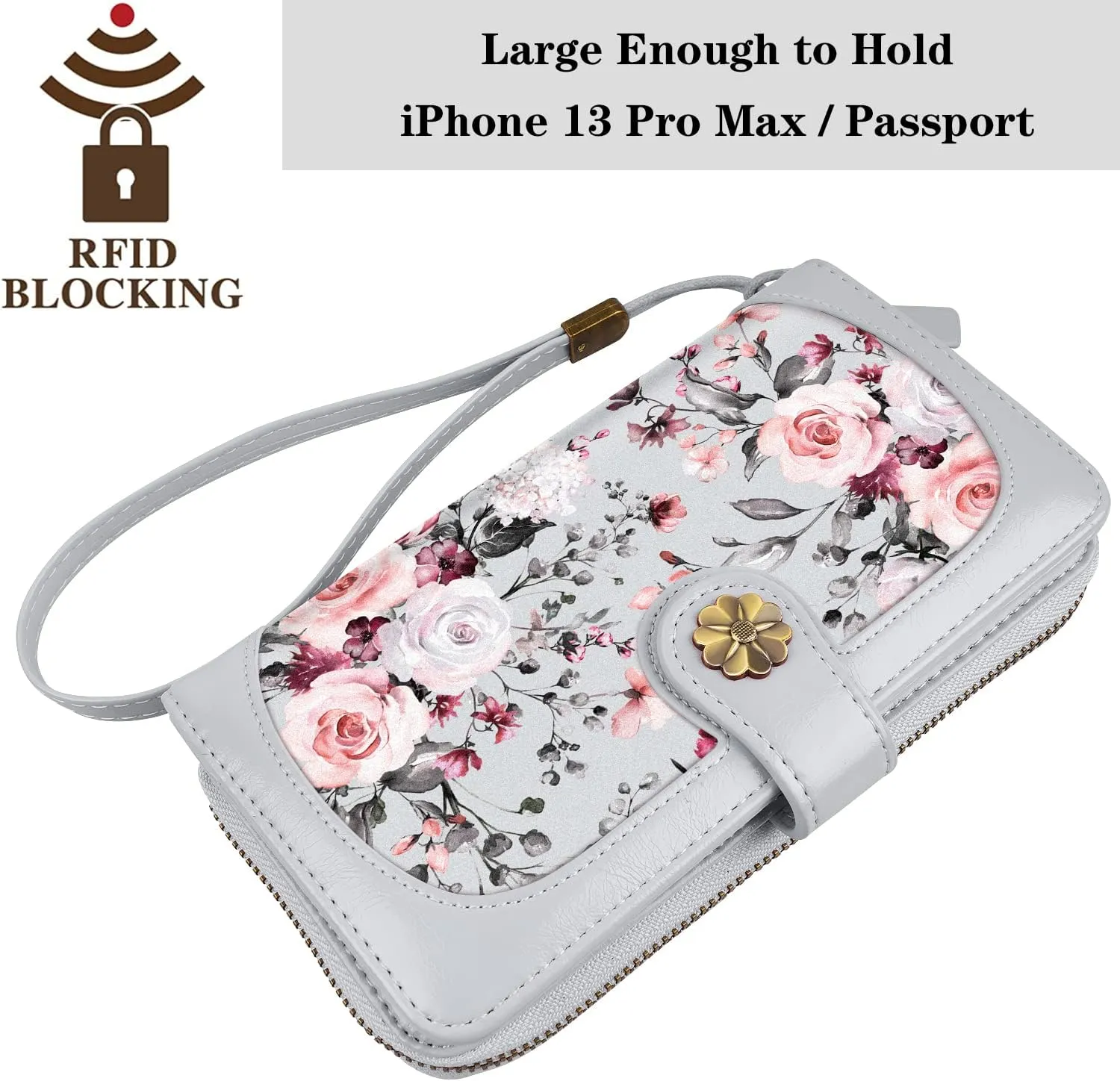 Wallets for Women Multi Card Holder Wallet Clutch Wallet Card Holder Organizer Ladies Purse with Wrist strap Purse