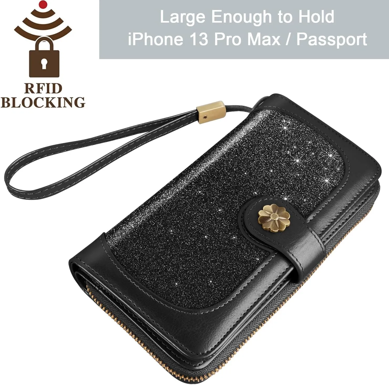 Wallets for Women Multi Card Holder Wallet Clutch Wallet Card Holder Organizer Ladies Purse with Wrist strap Purse