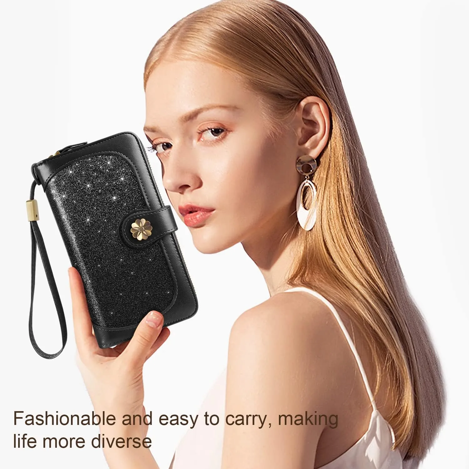 Wallets for Women Multi Card Holder Wallet Clutch Wallet Card Holder Organizer Ladies Purse with Wrist strap Purse