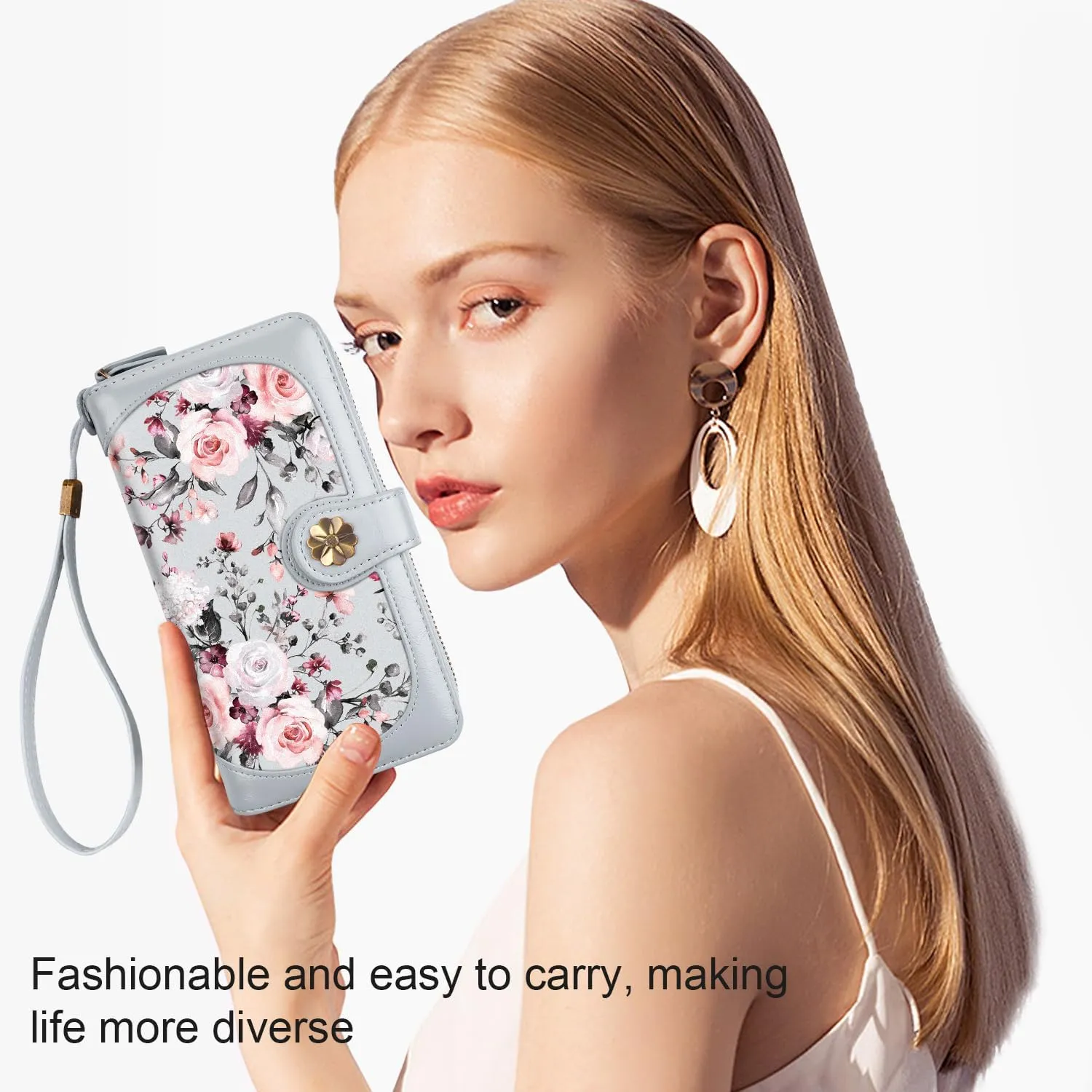 Wallets for Women Multi Card Holder Wallet Clutch Wallet Card Holder Organizer Ladies Purse with Wrist strap Purse
