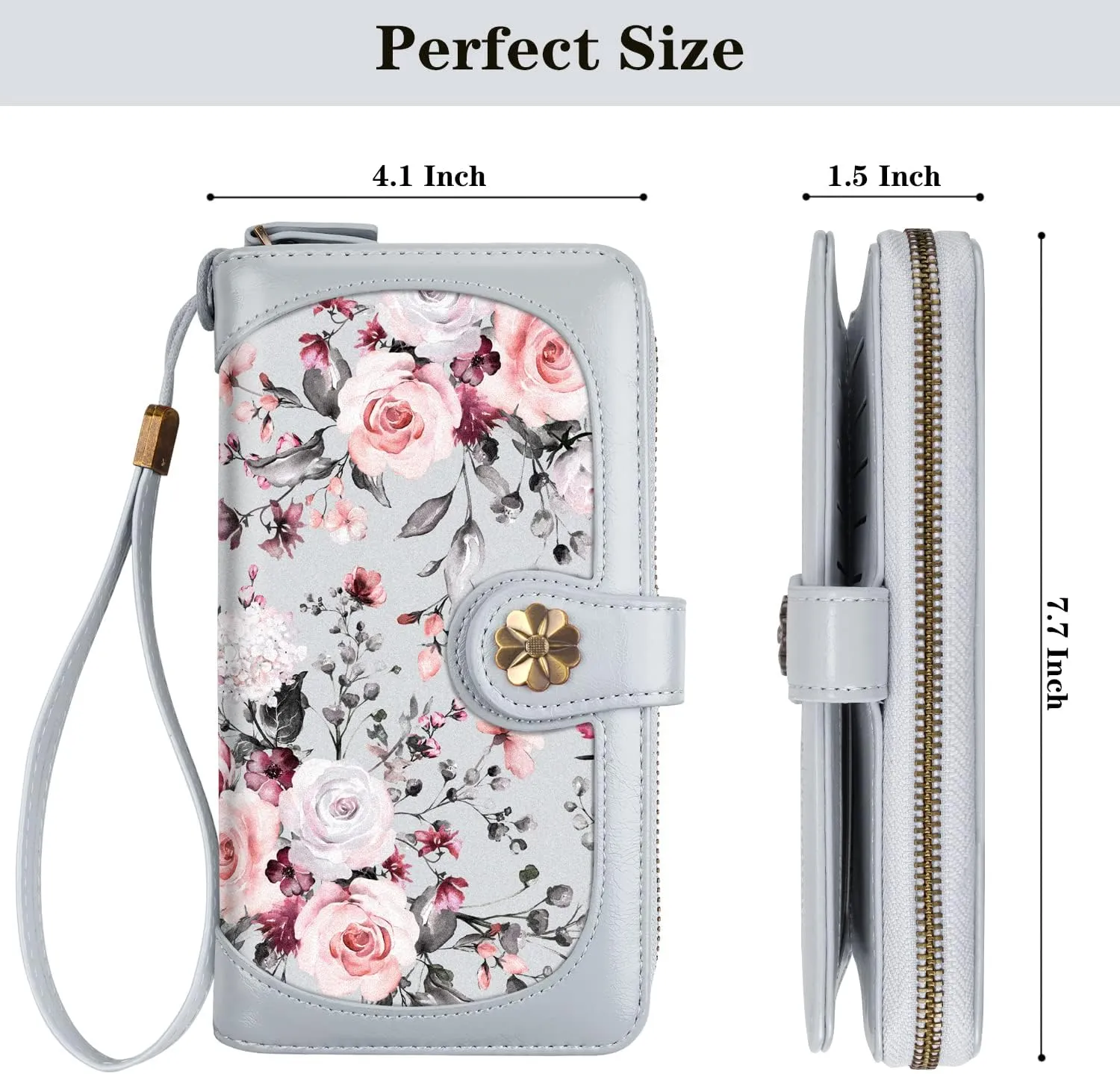 Wallets for Women Multi Card Holder Wallet Clutch Wallet Card Holder Organizer Ladies Purse with Wrist strap Purse