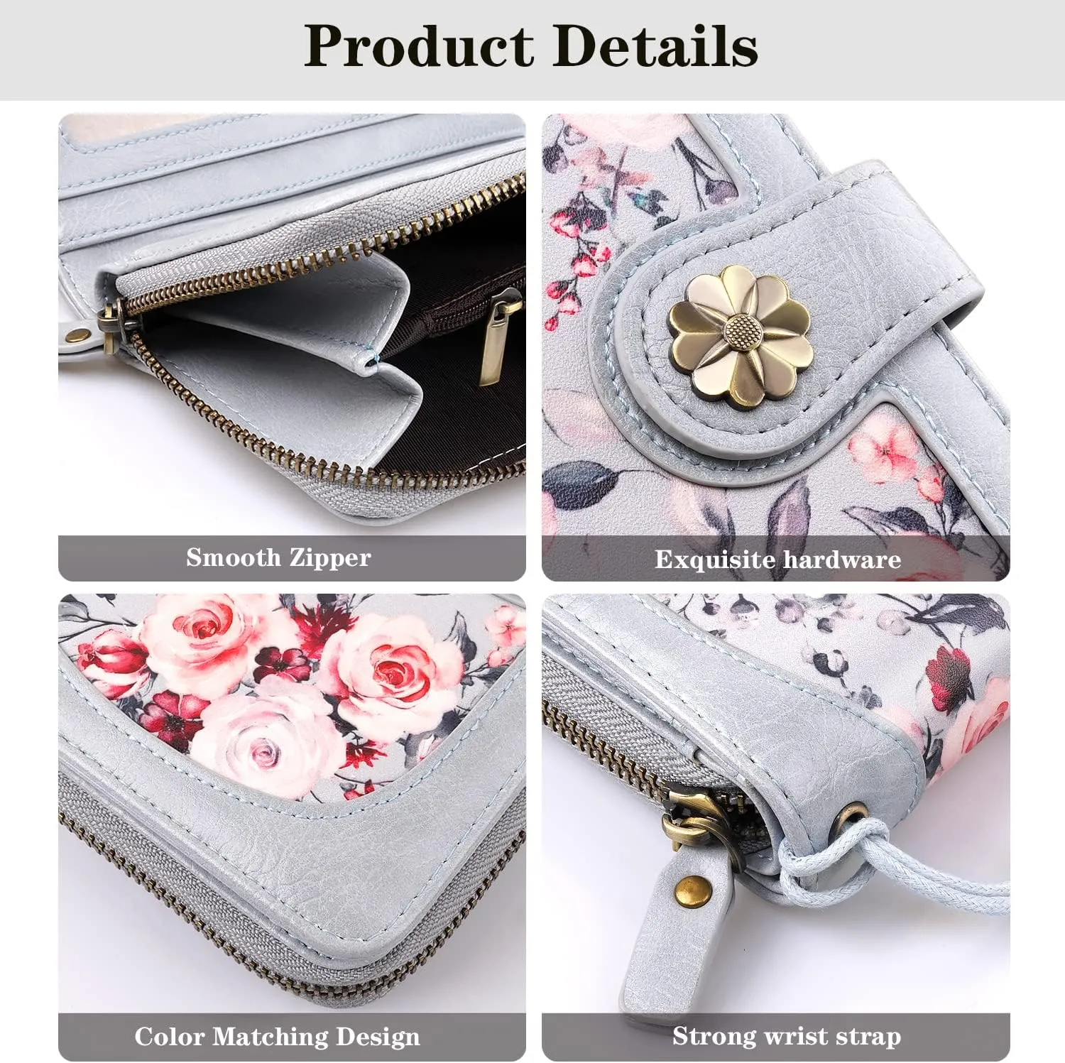 Wallets for Women Multi Card Holder Wallet Clutch Wallet Card Holder Organizer Ladies Purse with Wrist strap Purse
