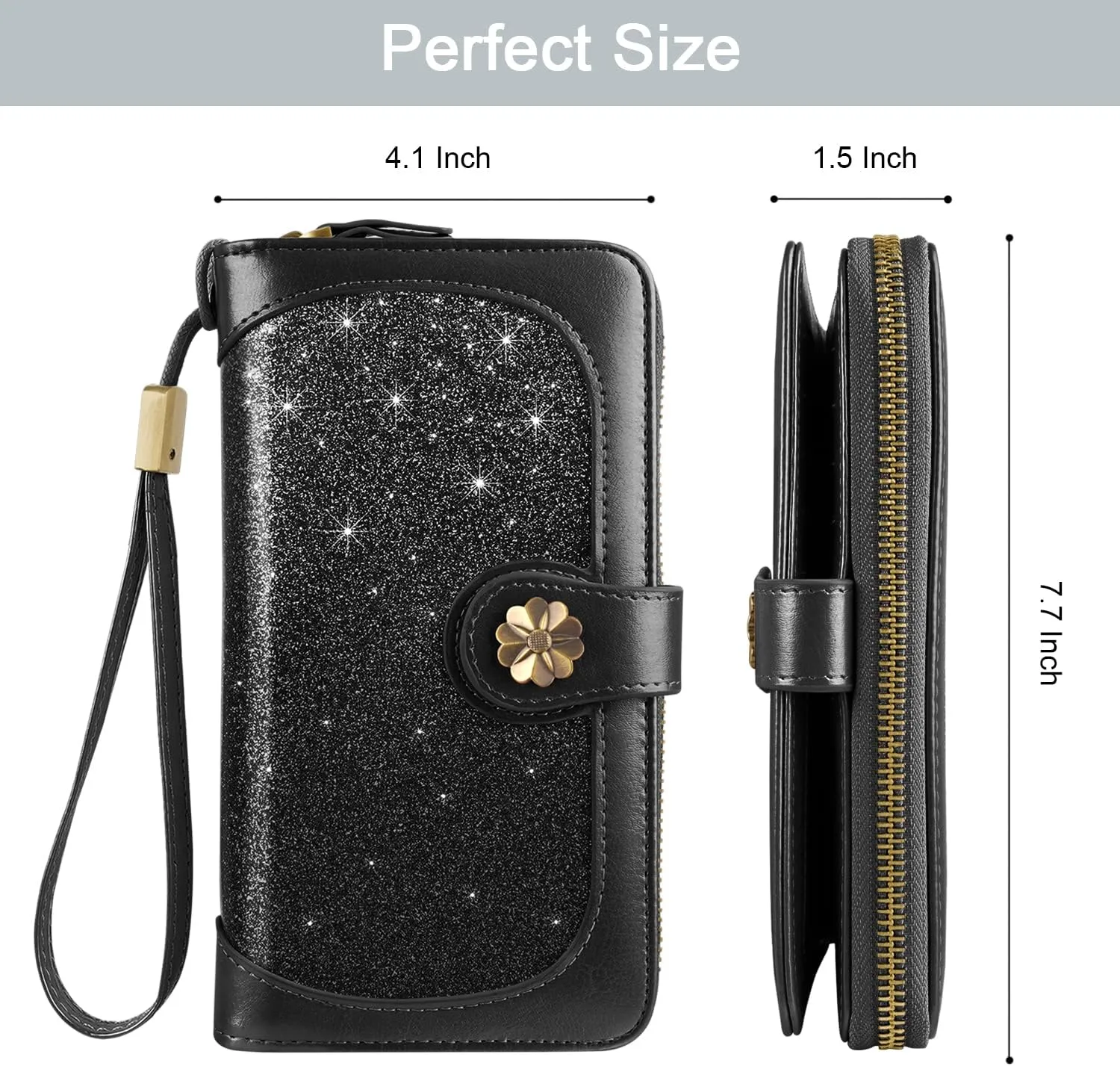 Wallets for Women Multi Card Holder Wallet Clutch Wallet Card Holder Organizer Ladies Purse with Wrist strap Purse