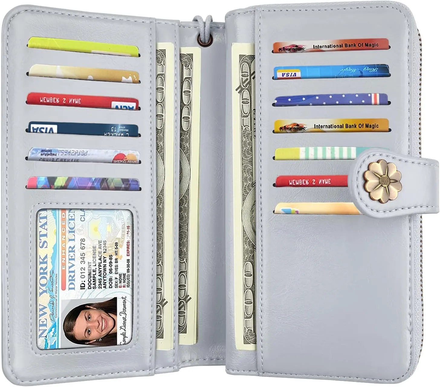 Wallets for Women Multi Card Holder Wallet Clutch Wallet Card Holder Organizer Ladies Purse with Wrist strap Purse
