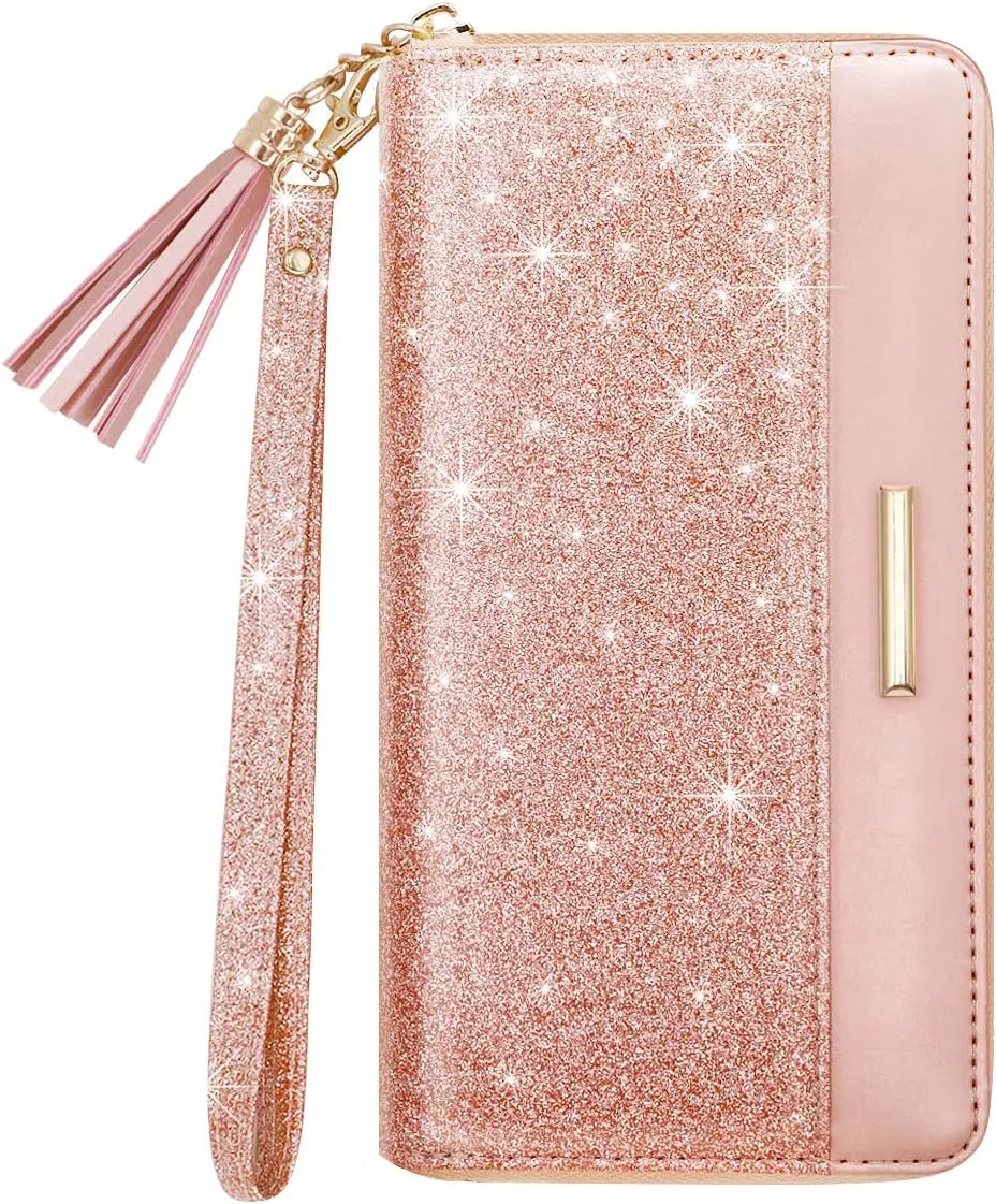 Wallets for Women PU Leather Card Holder Organizer Ladies Clutch with Tassel Wristlet Wrist strap