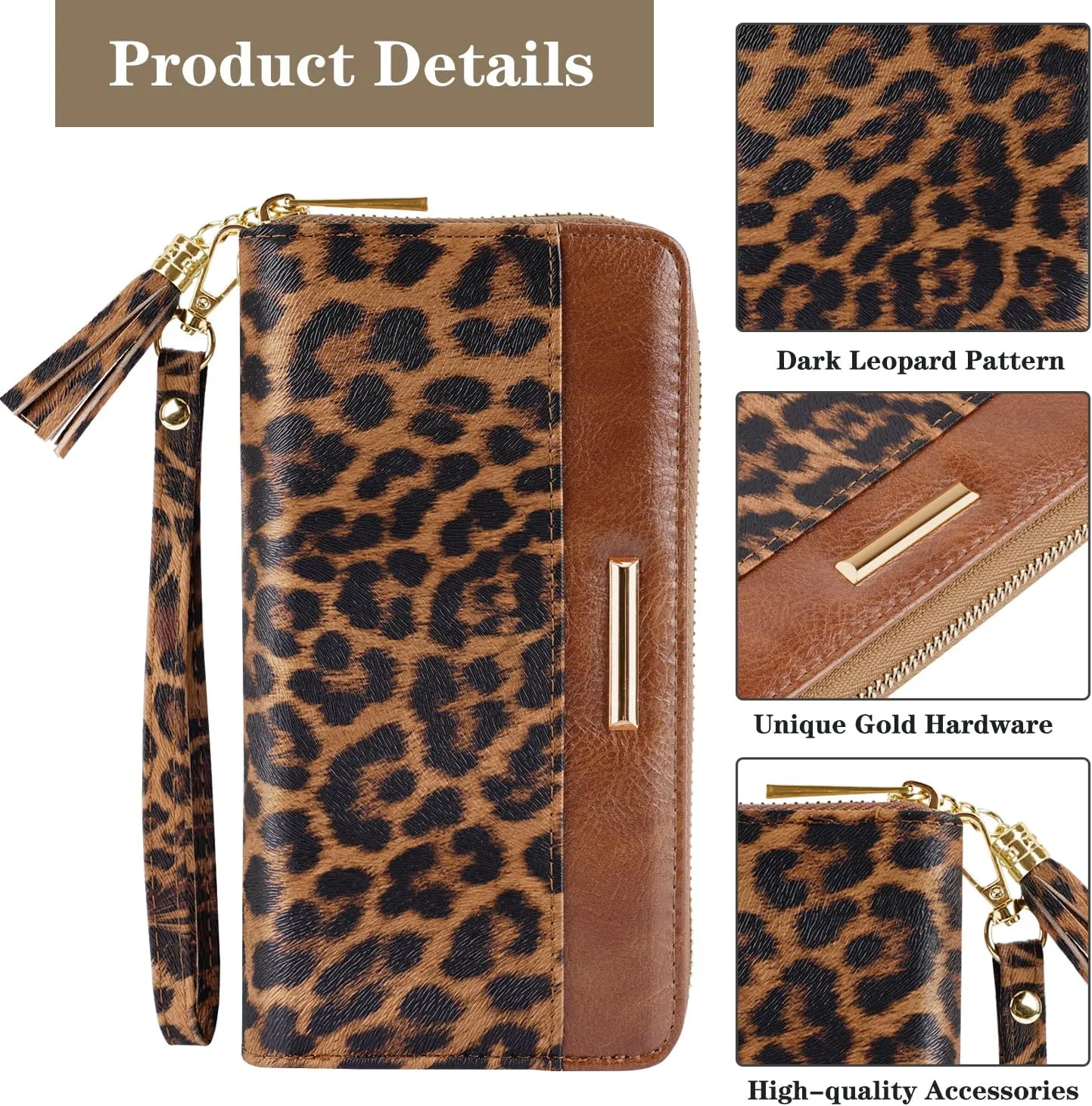 Wallets for Women PU Leather Card Holder Organizer Ladies Clutch with Tassel Wristlet Wrist strap