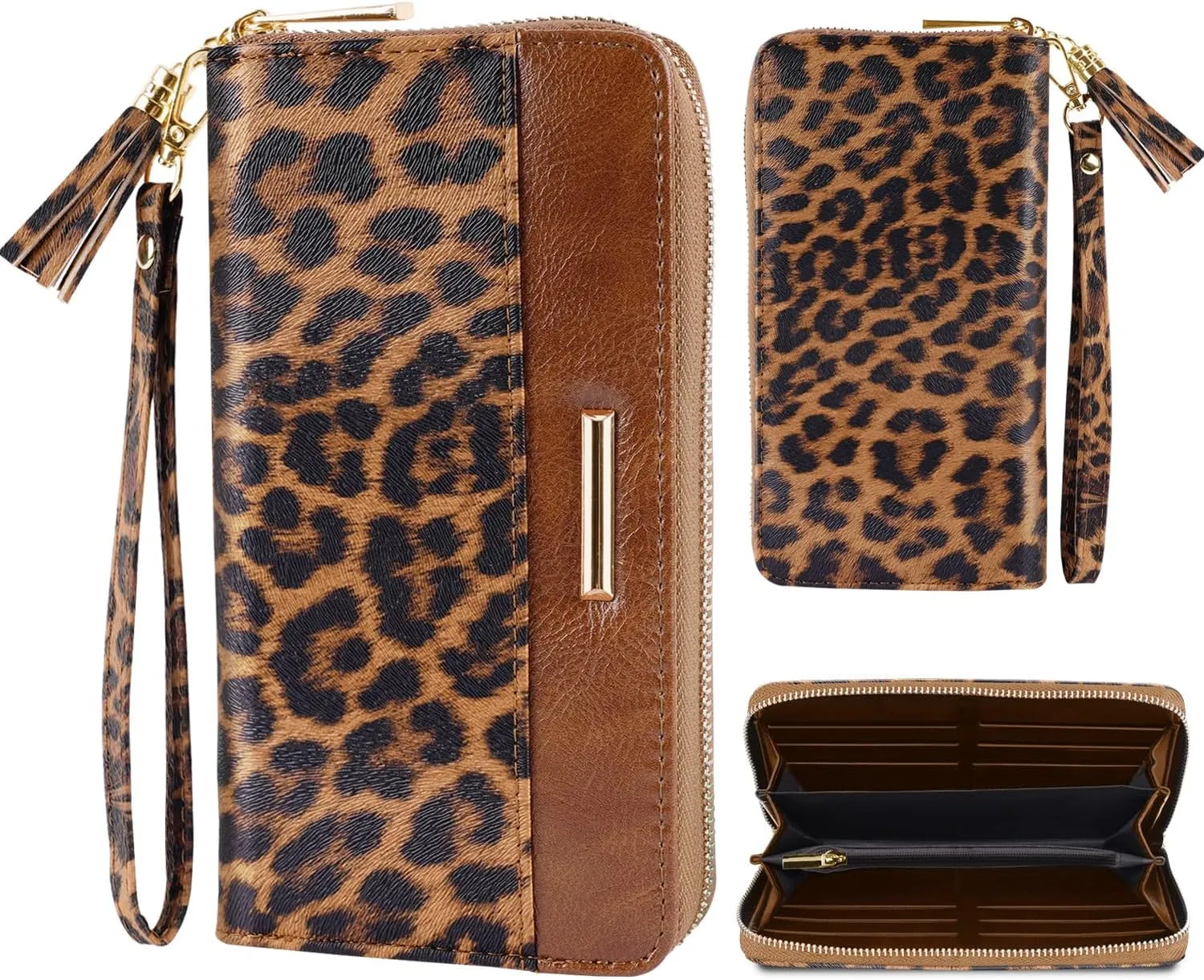 Wallets for Women PU Leather Card Holder Organizer Ladies Clutch with Tassel Wristlet Wrist strap
