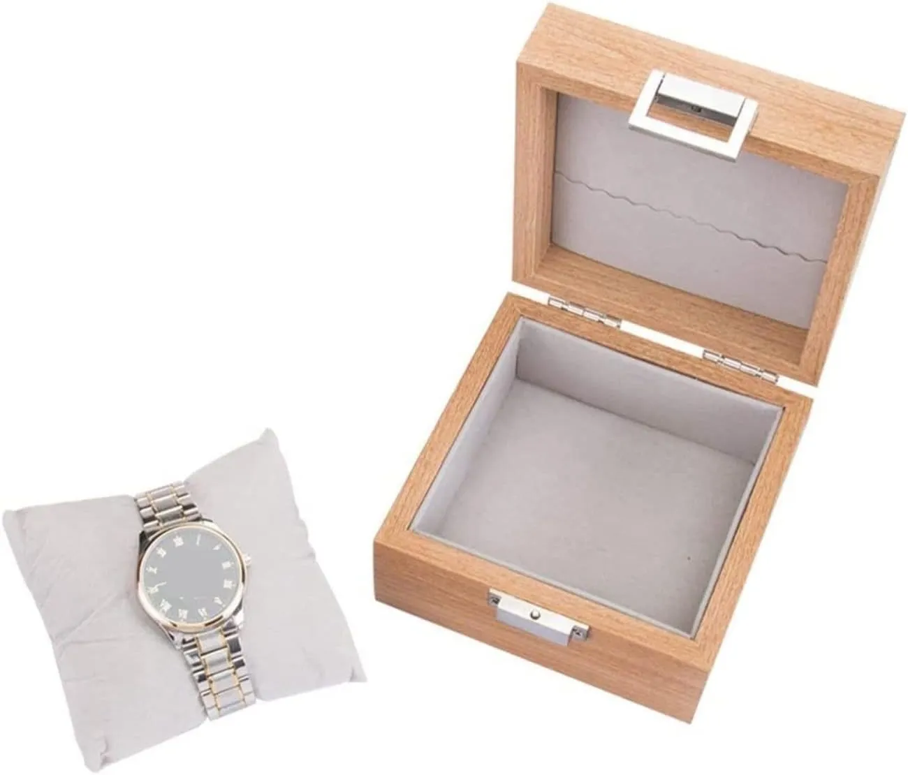 Watch Case Watch Organizer Display Watch Box Single Slot Wood Bracelet Bangle Holder Storage Case Organizer With Pillows Watch Box