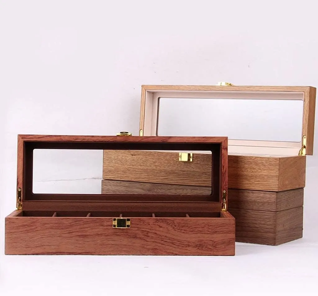 Watch Case Wooden Watch Box Case Organizer Watch Holder For Watches Men Jewelry Organizer Box 6 Slots Wood Box With Clear Glass Watch Box (Color : B)