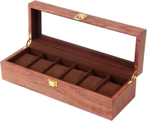 Watch Case Wooden Watch Box Case Organizer Watch Holder For Watches Men Jewelry Organizer Box 6 Slots Wood Box With Clear Glass Watch Box (Color : B)