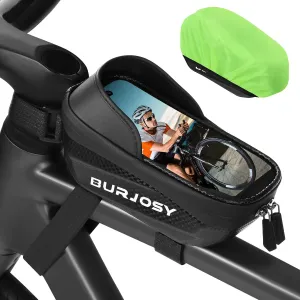 Waterproof Bike Phone Holder Bag, Bike Handlebar Bag with TPU Touch-Screen & Sun-Visor, Bike Frame Bag Compatible Phone Under 6.5", Bike Accessories with Rain Cover
