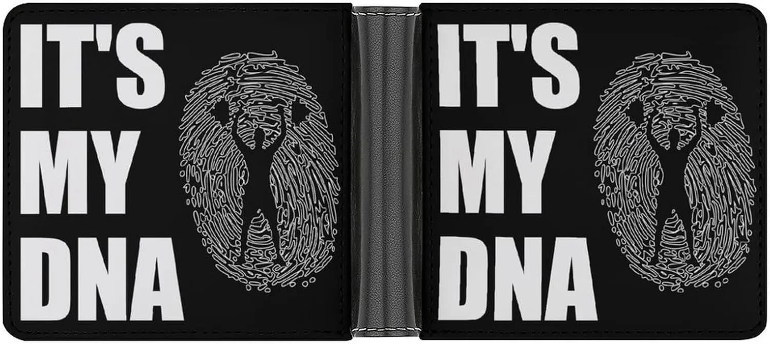 Weightlifting It'S My Dna Weightlifter Leather Wallets for Men Slim Bifold Purse Clutch Double-Sided Printing
