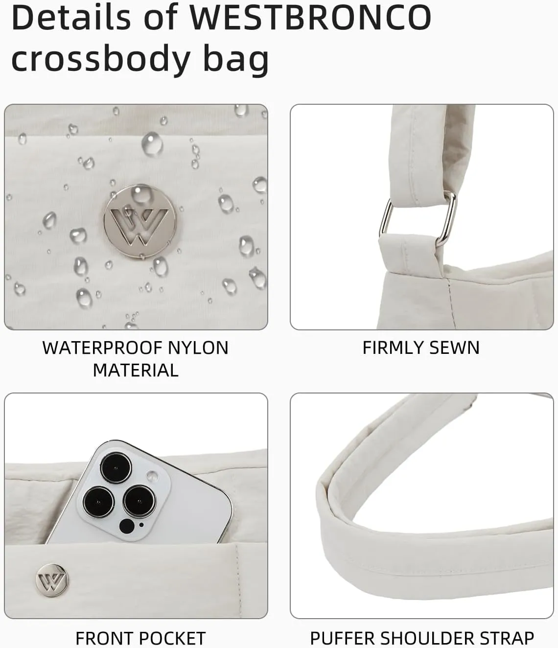 WESTBRONCO Small Crossbody Bags for Women Nylon with Adjustable Strap, Mini Crossbody Purse, Shoulder Bag Traveling Workout