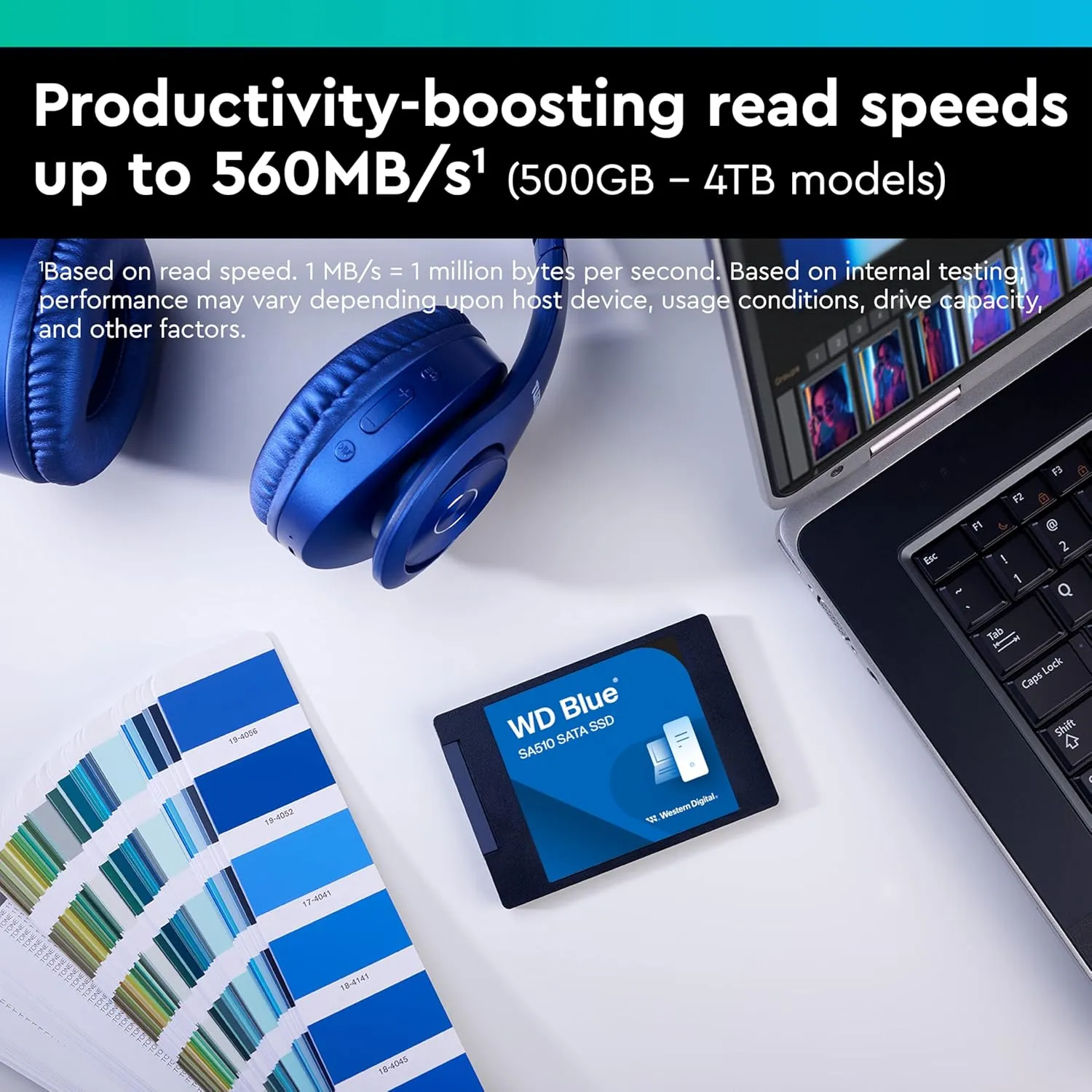 Western Digital 2TB WD Blue SA510 SATA Internal Solid State Drive SSD - SATA III 6 Gb/s, 2.5"/7mm, Up to 560 MB/s - WDS200T3B0A