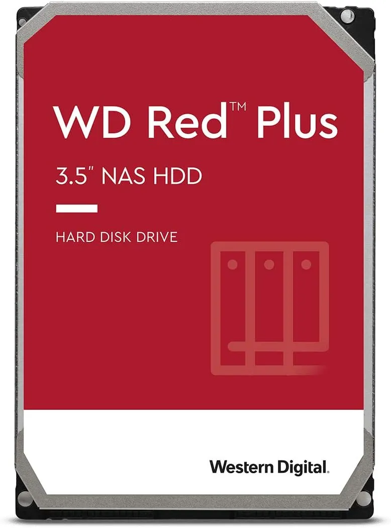 Western Digital 8TB WD Red Plus NAS Internal Hard Drive HDD - 7200 RPM, SATA 6 Gb/s, CMR, 256 MB Cache, 3.5" - WD80EFBX