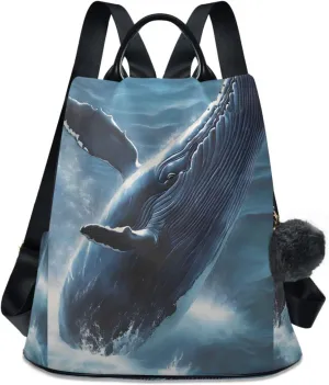 Whale Jump Backpack for Women Anti Theft Large Fashion Travel Shoulder Bag Purse Rucksack Lightweight
