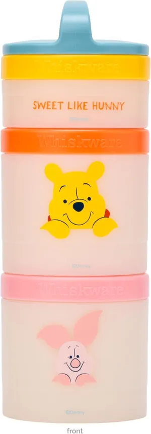 Whiskware Disney Winnie The Pooh Stackable Snack Containers for Kids and Toddlers, 3 Stackable Snack Cups for School and Travel, Sweet Like Honey, Pooh and Friends