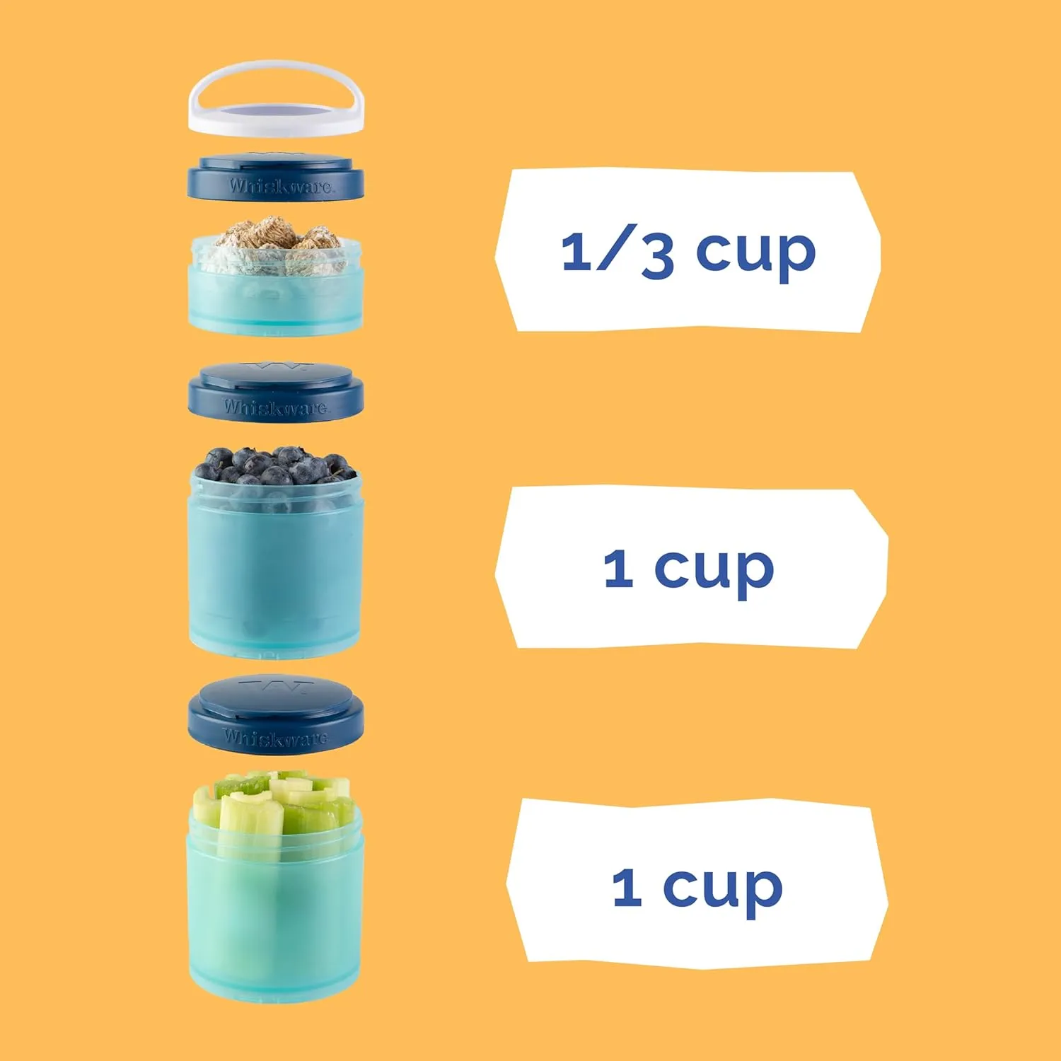 Whiskware Paw Patrol Stackable Snack Containers for Babies, Kids, and Toddlers, 3 Stackable Snack Cups for School and Travel, Formula and Cupholder Friendly, Rubble