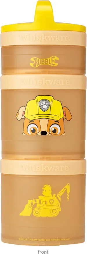 Whiskware Paw Patrol Stackable Snack Containers for Babies, Kids, and Toddlers, 3 Stackable Snack Cups for School and Travel, Formula and Cupholder Friendly, Rubble