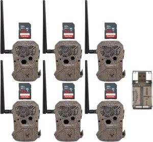 Wildgame Innovations Encounter 20MP Cellular Trail Camera with QR Code Setup (Brown, 6-Pack) Bundle with 32GB Ultra SDHC UHS-I Memory Card (6-Pack) and 4-in-1 USB 2.0 Card Reader (13 Items)
